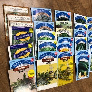 32 Vintage seed packets w/seeds 1990-2021's -Crafts, Art. Scrapbook, Multi Uses